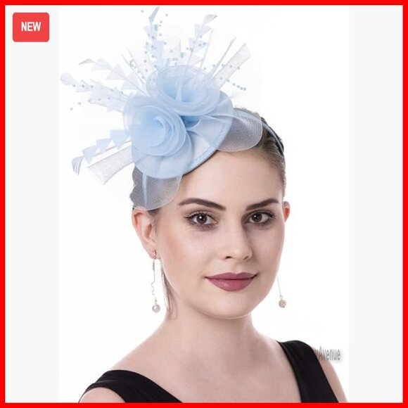 Handmade Fascinator Hat with Mesh, Feathers, Headband & Clip for Weddings, Tea main image 5